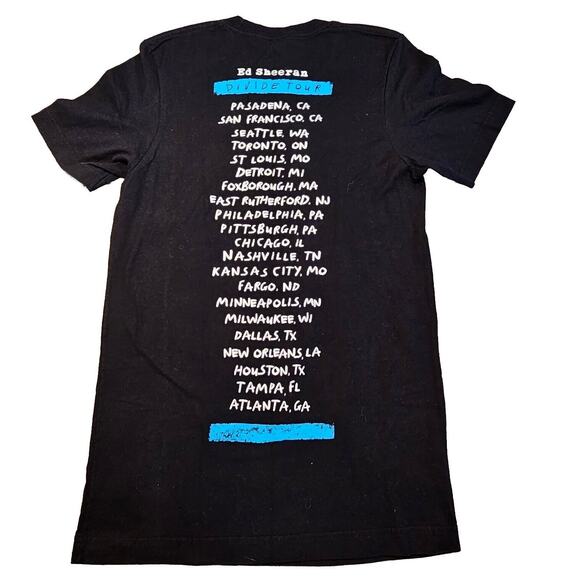 Ed Sheeran Divide TShirt Size Small The World Tour Shirt Black Teal Blue 2018 - Picture 3 of 7